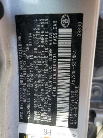 4T4BF1FK6ER409434 - 2014 TOYOTA CAMRY L SILVER photo 12