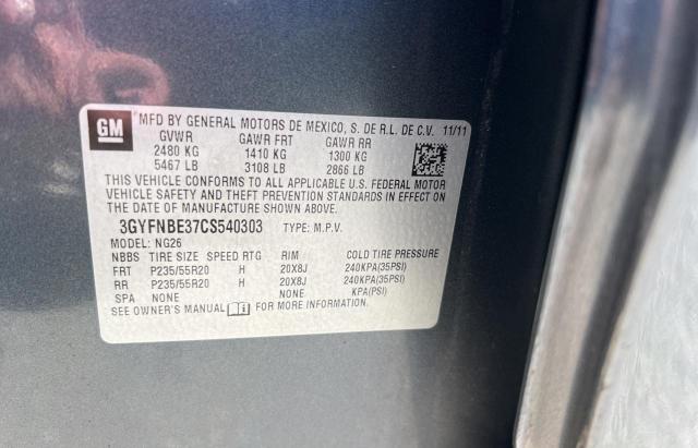 3GYFNBE37CS540303 - 2012 CADILLAC SRX PERFORMANCE COLLECTION ნაცრისფერი ფოტო 10