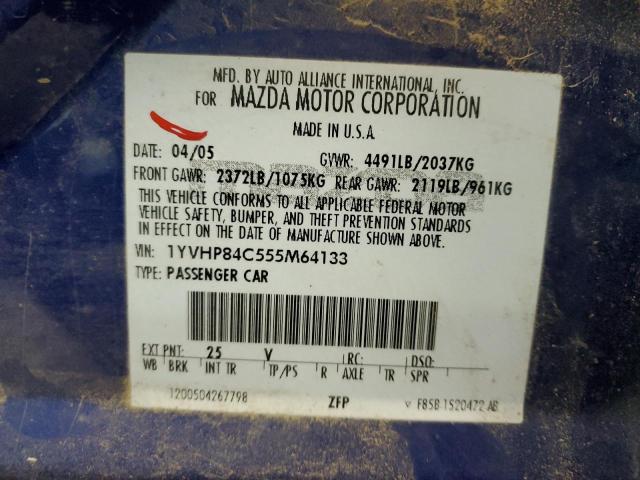 1YVHP84C555M64133 - 2005 MAZDA 6 I BLUE photo 12