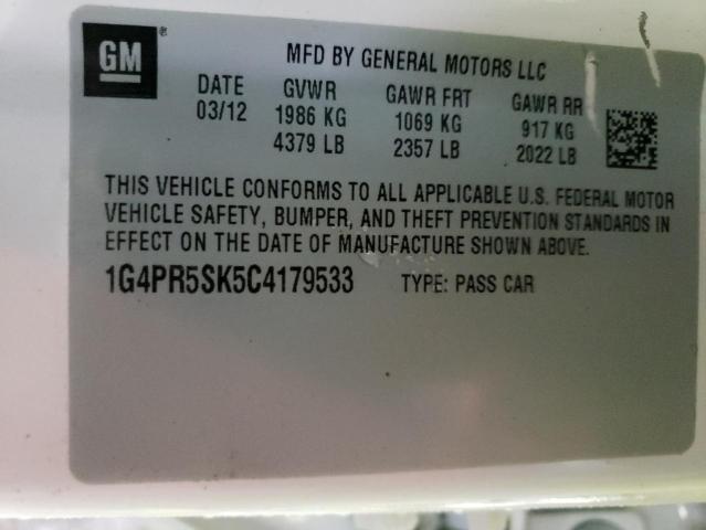 1G4PR5SK5C4179533 - 2012 BUICK VERANO CONVENIENCE WHITE photo 12