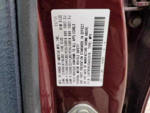 5J8TB2H52CA002576 - 2012 ACURA RDX TECHNOLOGY BURGUNDY photo 12