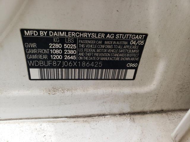 WDBUF87J06X186425 - 2006 MERCEDES-BENZ E 350 4MATIC WHITE photo 12