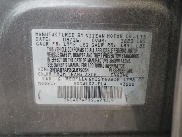 3N1AB7AP3GL679054 - 2016 NISSAN SENTRA S GRAY photo 13