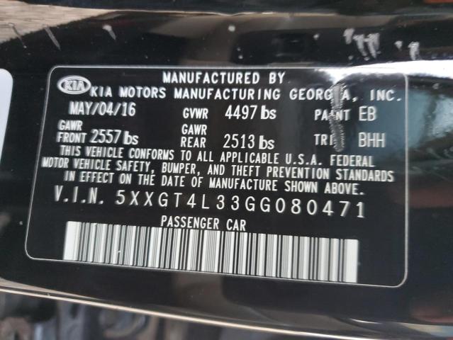 5XXGT4L33GG080471 - 2016 KIA OPTIMA LX BLACK photo 12