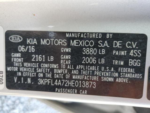 3KPFL4A72HE013873 - 2017 KIA FORTE LX SILVER photo 12