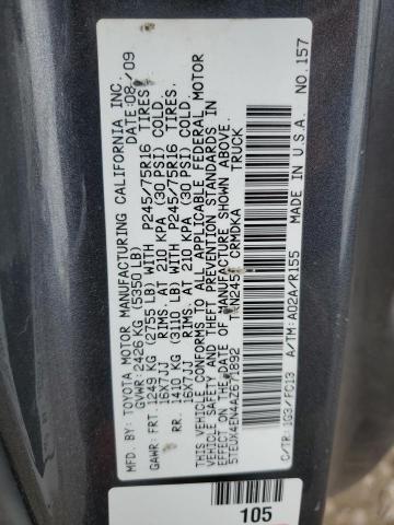 5TEUX4EN4AZ671892 - 2010 TOYOTA TACOMA ACCESS CAB ნაცრისფერი ფოტო 12