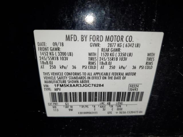 1FM5K8AR3JGC76284 - 2018 FORD EXPLORER POLICE INTERCEPTOR Qara foto 13