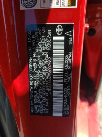 JTDAAAAA9PA007662 - 2023 TOYOTA MIRAI XLE RED photo 12