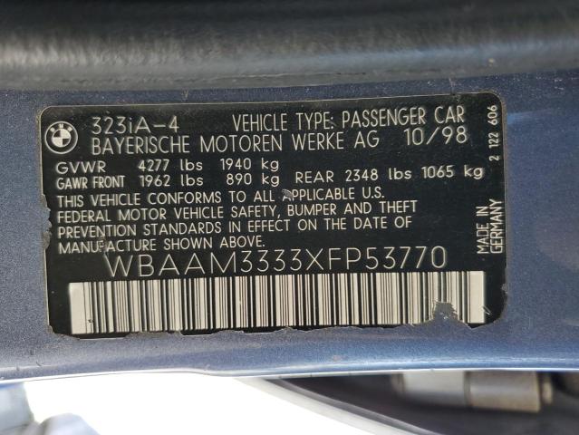 WBAAM3333XFP53770 - 1999 BMW 323 I AUTOMATIC GRAY photo 12