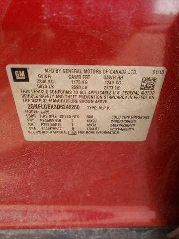 2GNFLGEK3D6246260 - 2013 CHEVROLET EQUINOX LTZ RED photo 13