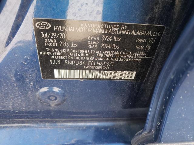 5NPD84LF8LH611371 - 2020 HYUNDAI ELANTRA SEL BLUE photo 13