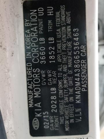KNADM4A38G6536463 - 2016 KIA RIO LX WHITE photo 13