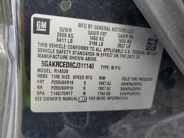 5GAKRCED8CJ311140 - 2012 BUICK ENCLAVE BLACK photo 13