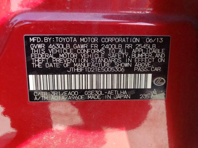 JTHBF1D21E5005306 - 2014 LEXUS IS 250 MAROON photo 12