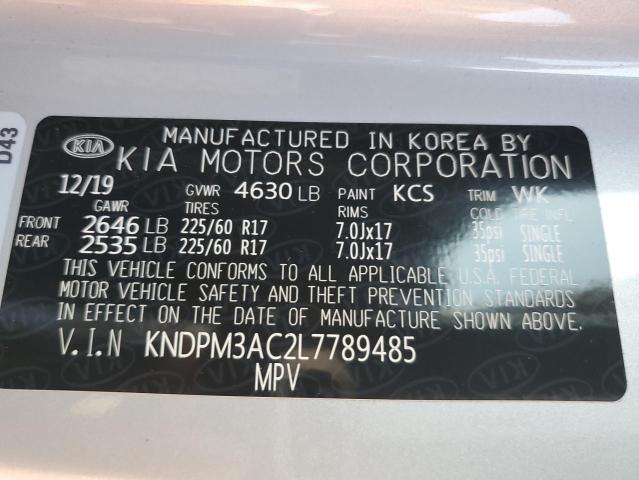 KNDPM3AC2L7789485 - 2020 KIA SPORTAGE LX SILVER photo 12