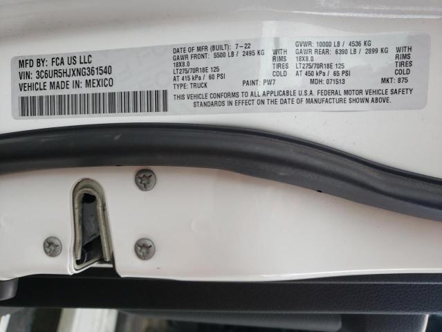 3C6UR5HJXNG361540 - 2022 RAM 2500 TRADESMAN თეთრი ფოტო 12