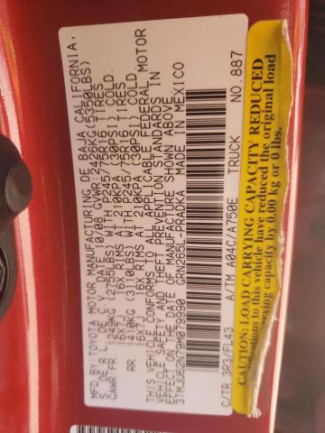 3TMJU62N79M079990 - 2009 TOYOTA TACOMA DOUBLE CAB PRERUNNER RED photo 12