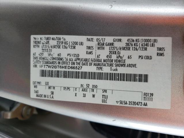 1FT7W2BT6HED66527 - 2017 FORD F250 SUPER DUTY SILVER photo 12