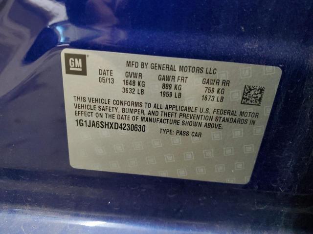 1G1JA6SHXD4230630 - 2013 CHEVROLET SONIC LS 蓝色 照片 12