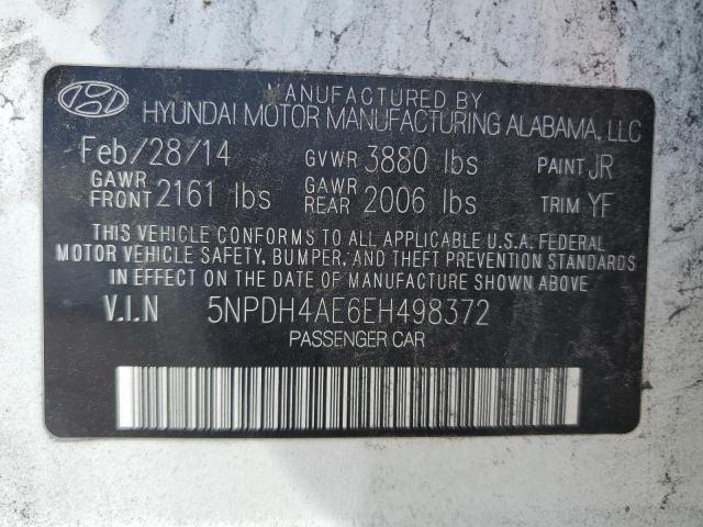 5NPDH4AE6EH498372 - 2014 HYUNDAI ELANTRA SE WHITE photo 12