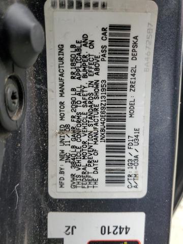 1NXBU40E69Z131953 - 2009 TOYOTA COROLLA BASE GRAY photo 12