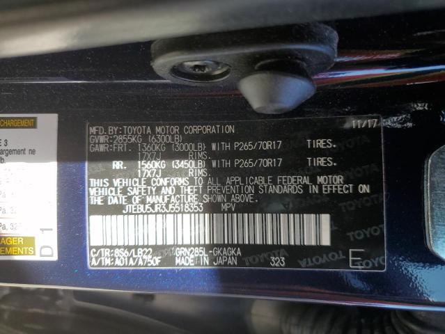 JTEBU5JR3J5518353 - 2018 TOYOTA 4RUNNER SR5/SR5 PREMIUM 蓝色 照片 13