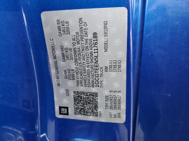 1GCGTEEN5L1176189 - 2020 CHEVROLET COLORADO ZR2 BLUE photo 12