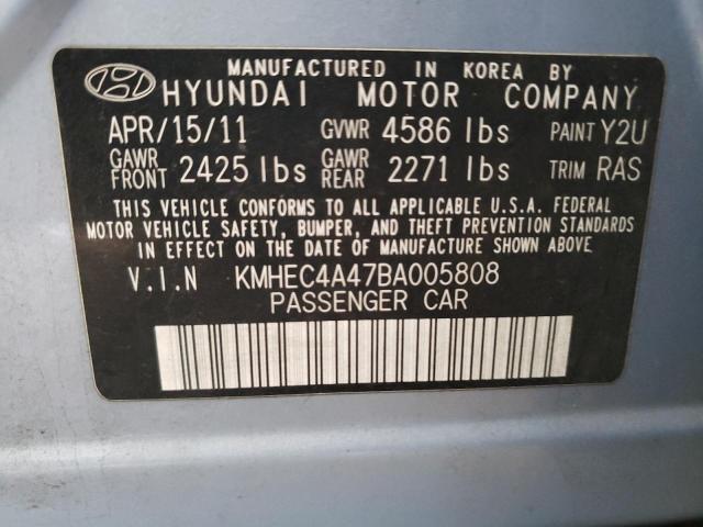 KMHEC4A47BA005808 - 2011 HYUNDAI SONATA HYBRID BLUE photo 13