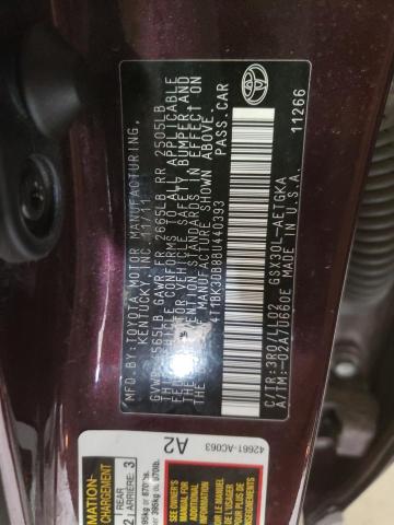 4T1BK3DB8BU440393 - 2011 TOYOTA AVALON BASE 紫色 照片 10