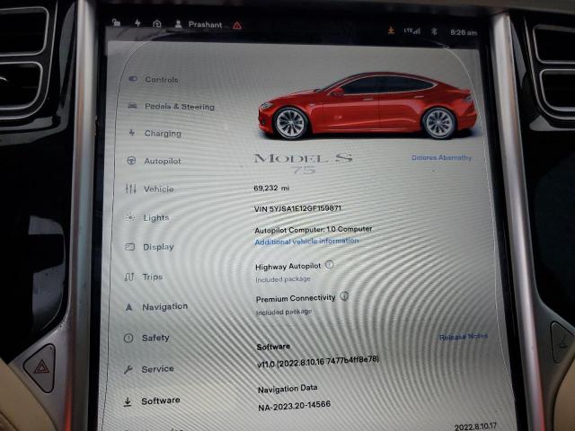 5YJSA1E12GF159871 - 2016 TESLA MODEL S RED photo 9