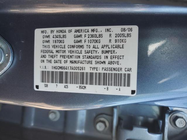 1HGCM66417A005261 - 2007 HONDA ACCORD SE BLUE photo 12