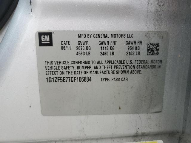 1G1ZF5E77CF106884 - 2012 CHEVROLET MALIBU 3LT 银色 照片 12