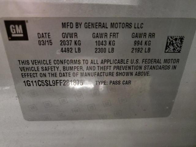 1G11C5SL9FF281875 - 2015 CHEVROLET MALIBU 1LT 银色 照片 12