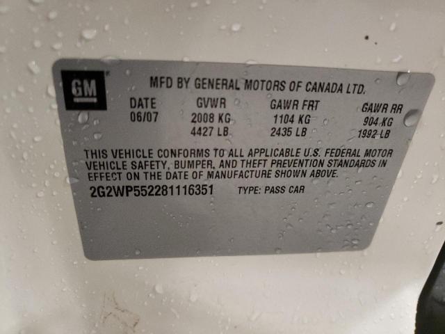 2G2WP552281116351 - 2008 PONTIAC GRAND PRIX 白色 照片 12