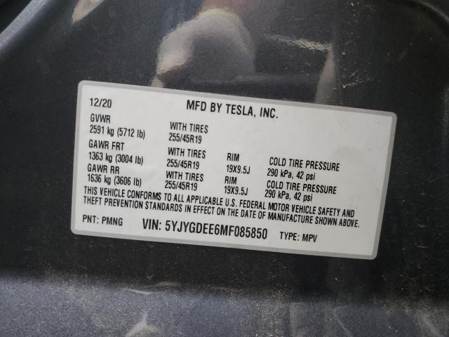 5YJYGDEE6MF085850 - 2021 TESLA MODEL Y CHARCOAL photo 13