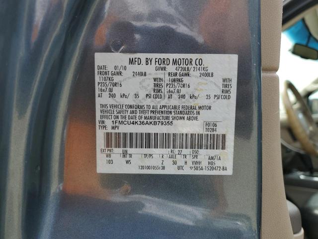 1FMCU4K36AKB79355 - 2010 FORD ESCAPE HYBRID BLUE photo 13