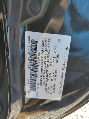 JM1NB353830311040 - 2003 MAZDA MX-5 MIATA BASE BLACK photo 12