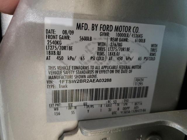 1FTSW2BR2AEA03288 - 2010 FORD F250 SUPER DUTY SILVER photo 12