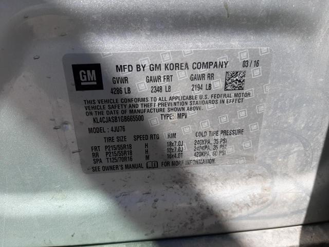 KL4CJASB1GB665500 - 2016 BUICK ENCORE SILVER photo 13