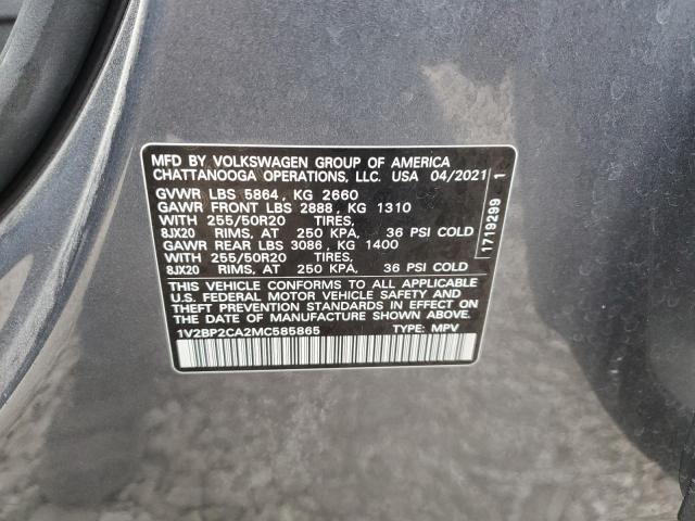 1V2BP2CA2MC585865 - 2021 VOLKSWAGEN ATLAS SEL CHARCOAL photo 13