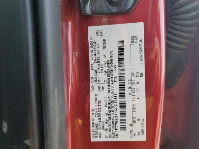 1FT7W2BT5KEG74683 - 2019 FORD F250 SUPER DUTY Бордовый фото 12