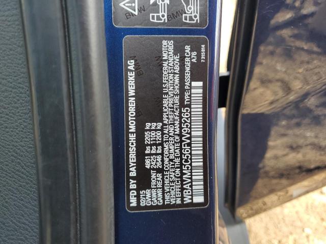 WBAVM5C56FVV95265 - 2015 BMW X1 XDRIVE35I BLUE photo 12