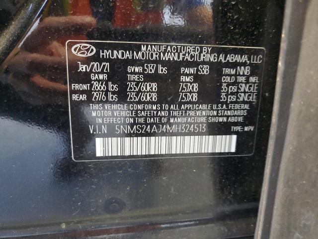 5NMS24AJ4MH324513 - 2021 HYUNDAI SANTA FE SEL BLACK photo 14