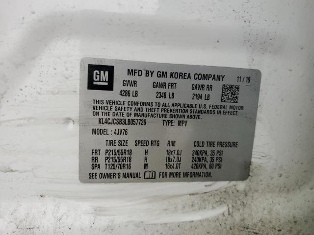 KL4CJCSB3LB057726 - 2020 BUICK ENCORE ESSENCE WHITE photo 13