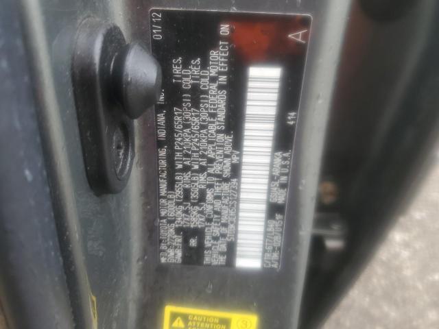 5TDBK3EH5CS127394 - 2012 TOYOTA HIGHLANDER BASE GRAY photo 12