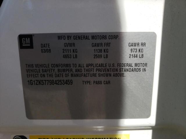 1G1ZK577984253459 - 2008 CHEVROLET MALIBU LTZ თეთრი ფოტო 12