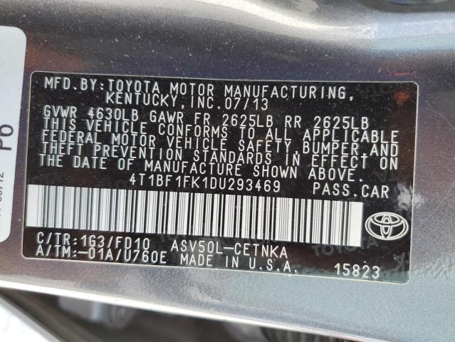 4T1BF1FK1DU293469 - 2013 TOYOTA CAMRY L CHARCOAL photo 13