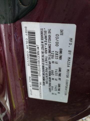 JM1NB3538Y0150163 - 2000 MAZDA MX-5 MIATA BASE PURPLE photo 12