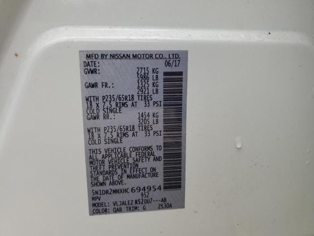 5N1DR2MNXHC694954 - 2017 NISSAN PATHFINDER S Ağ foto 14