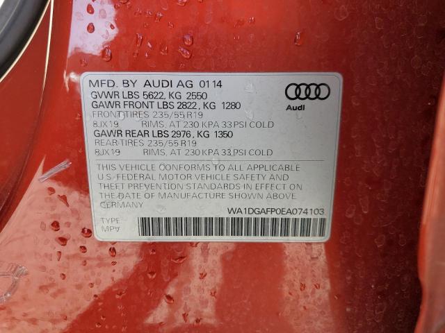 WA1DGAFP0EA074103 - 2014 AUDI Q5 PREMIUM PLUS ORANGE photo 14